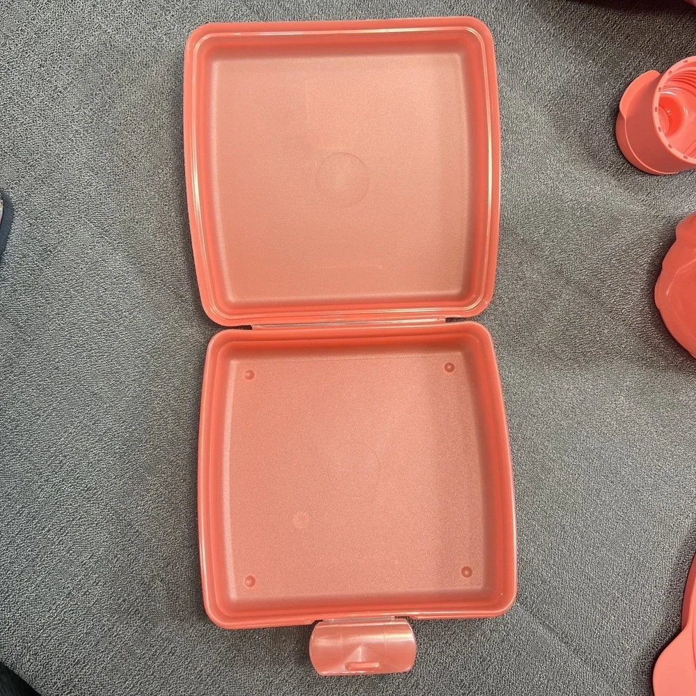 Tupperware Peach/Pink Floral Lunch Insulated Tote Bag with Soup Sandwich & Cup